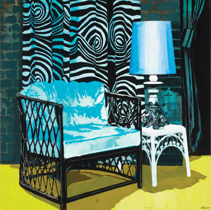 Blue Chair Violet Lampshade Davies