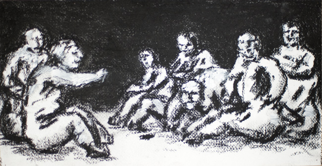 Drawing 2009 (six seated figures) Booth