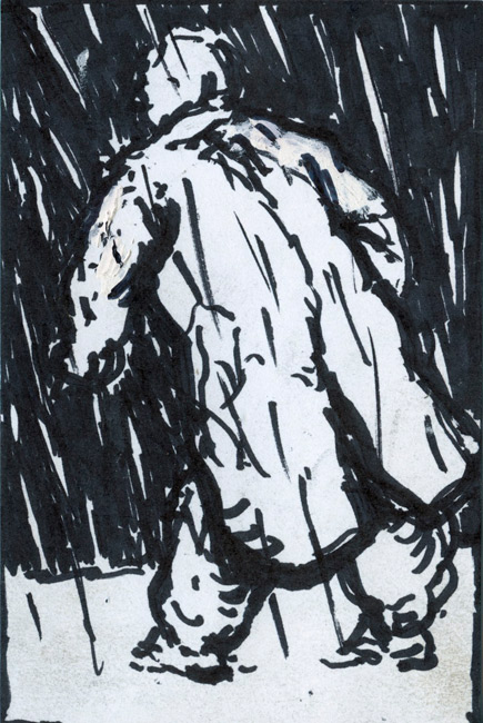 Drawing c.1995 (man in rain) Booth