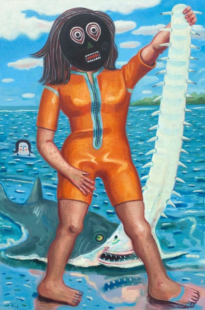 Woman with a sawfish Bird