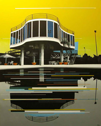 Centenary Pool, Brisbane, Yellow/Grey Stripe Davies